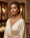 Elegant Double-Layer Pearl Necklace Set with Stud Earrings