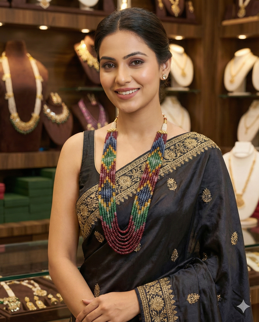 Multicolor Layered Beaded Necklace – Premium Ethnic Wear