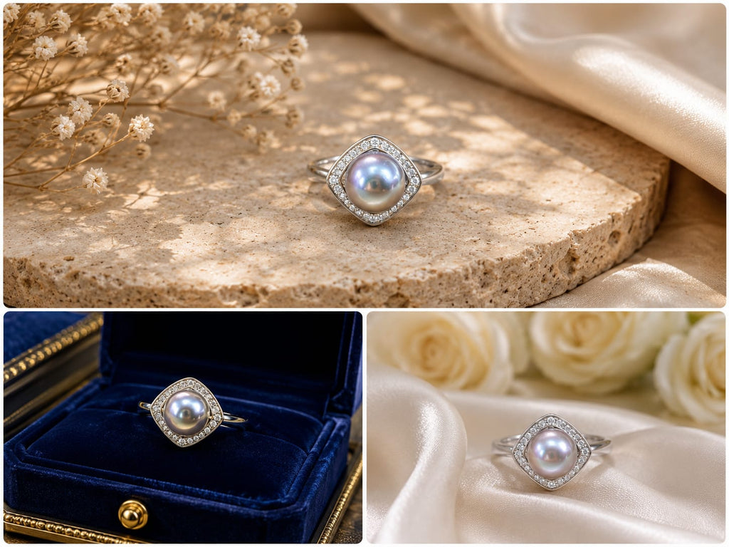 Grey pearl ring