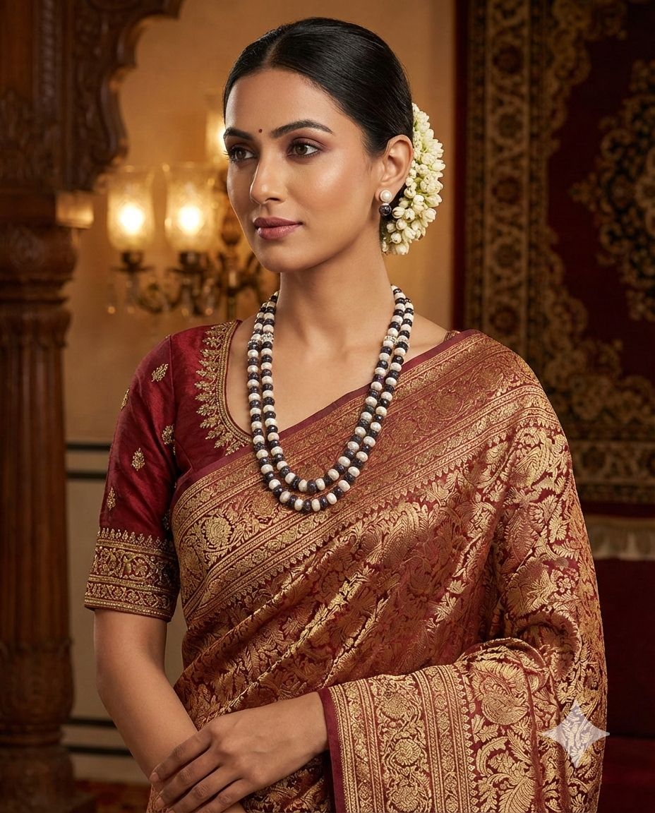 Classic Multi-Strand Hyderabad Pearl Mala Necklace Set