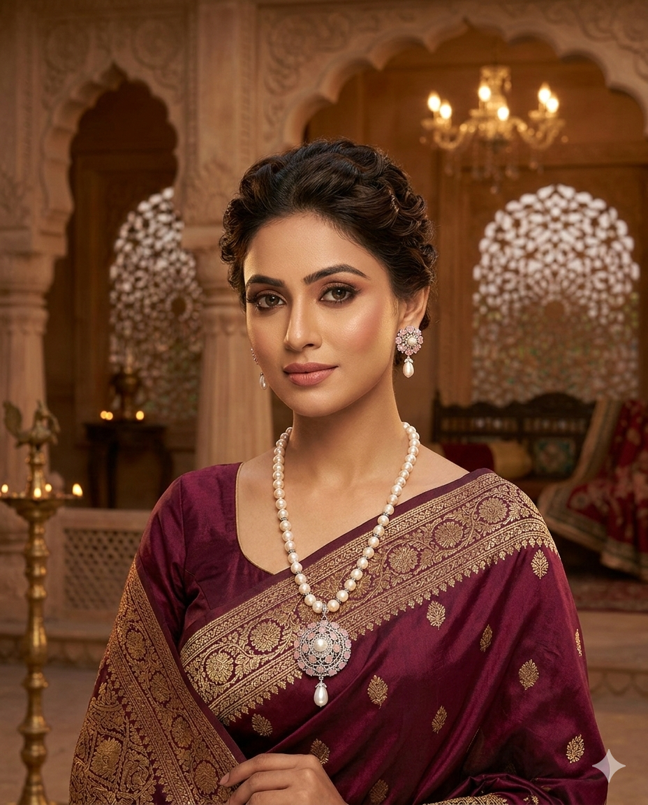 Classic Pearl Necklace with Designer Statement Pendant