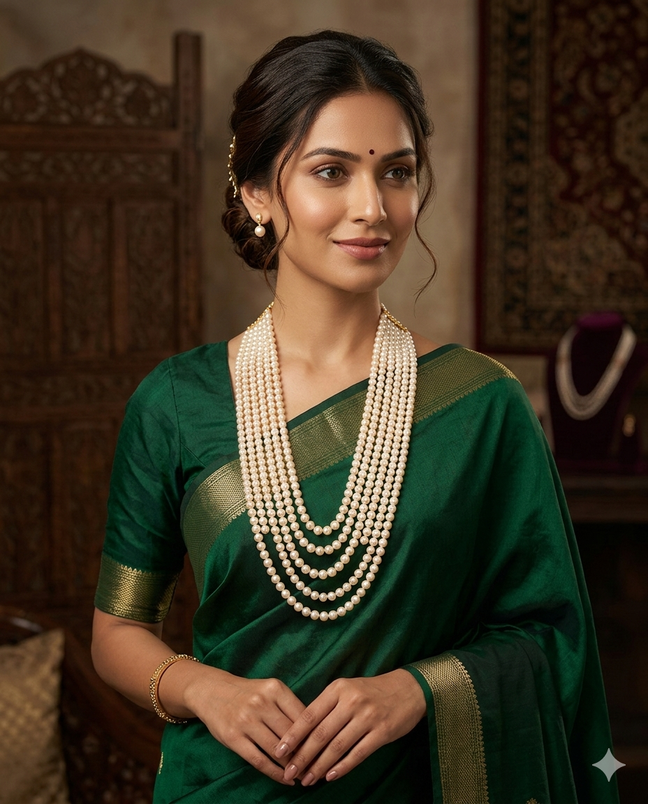 Royal Multi-Layer Hyderabad Pearl Necklace