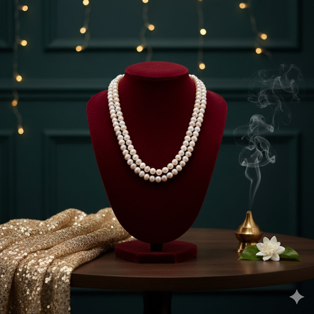 Real Freshwater Pearl Double Layer Necklace