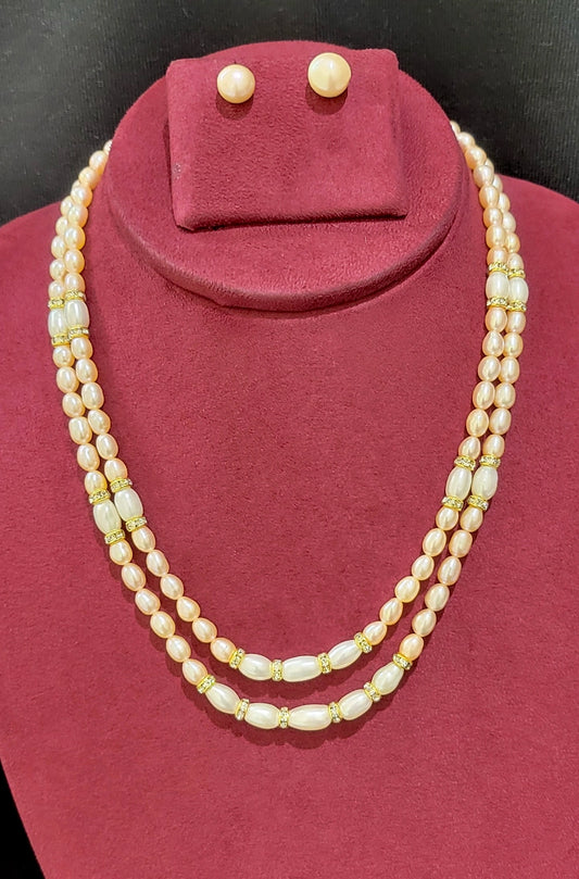 Elegant Double Layer Freshwater Real Pearl Necklace