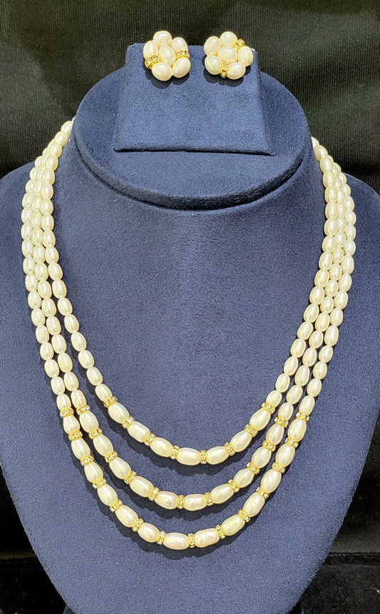 Triple Layer Freshwater Real Pearl Necklace