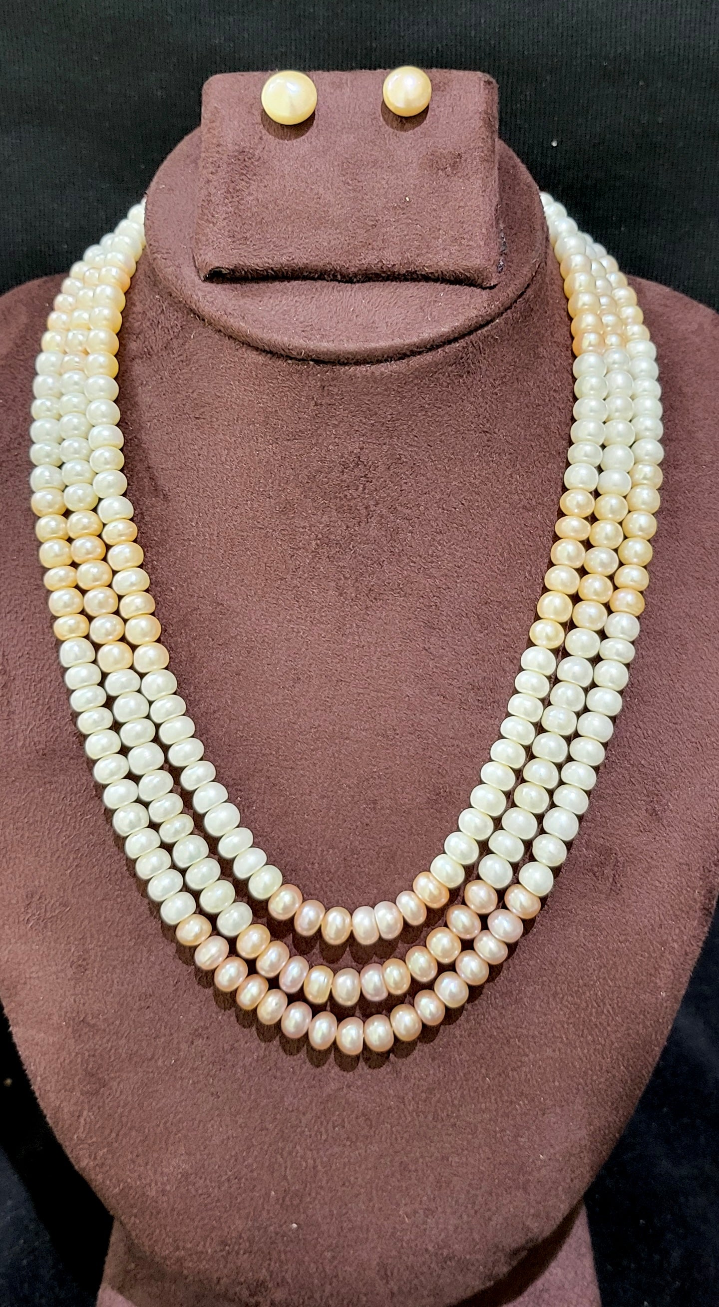 Triple Layer Elegant Freshwater Real Pearl Necklace