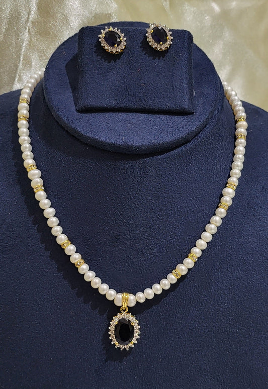 Elegant Freshwater Real Pearl Necklace with Earrings | Available in 4 Colours