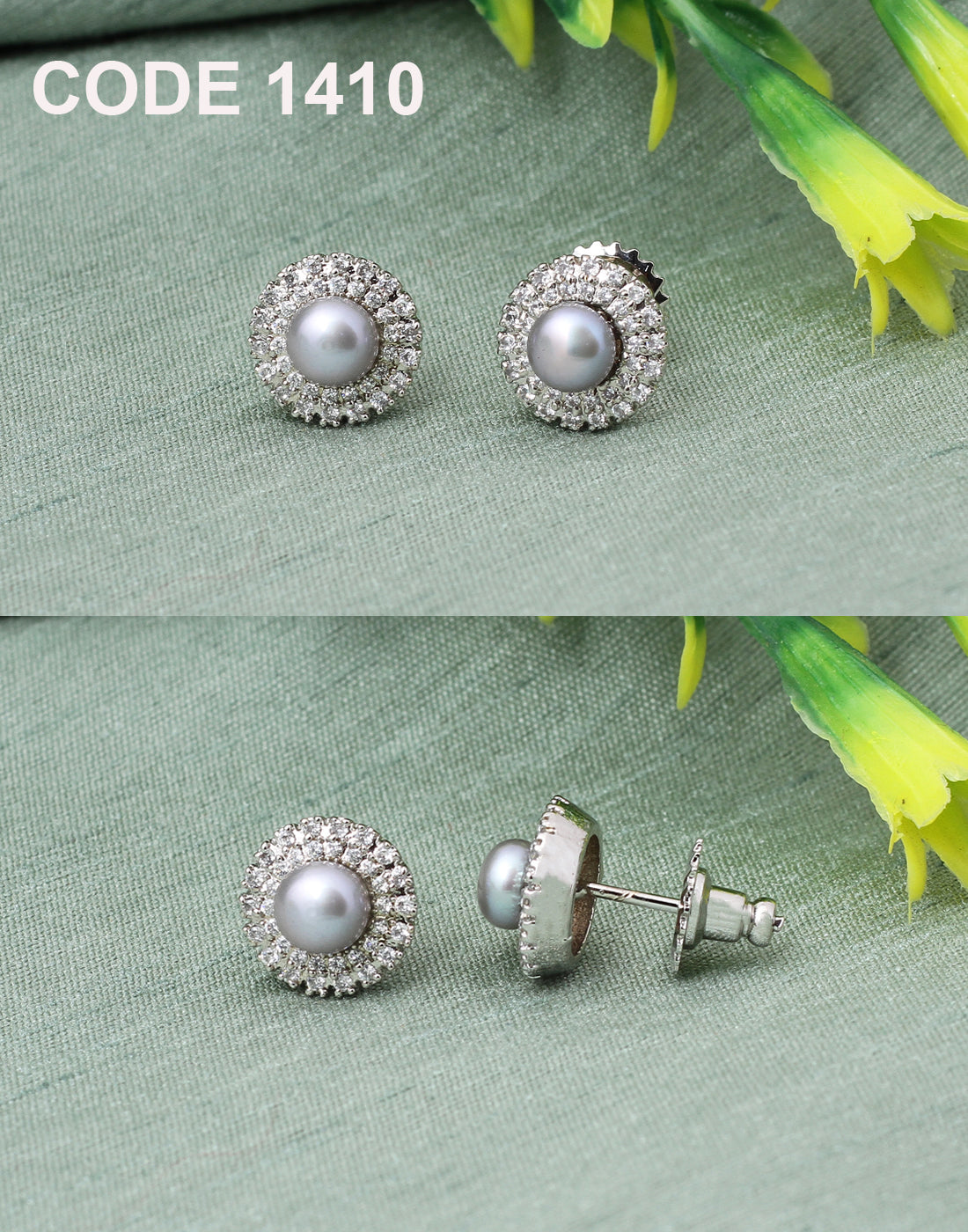 Sparkling Silver Pearl Earrings | Freshwater Real Pearls