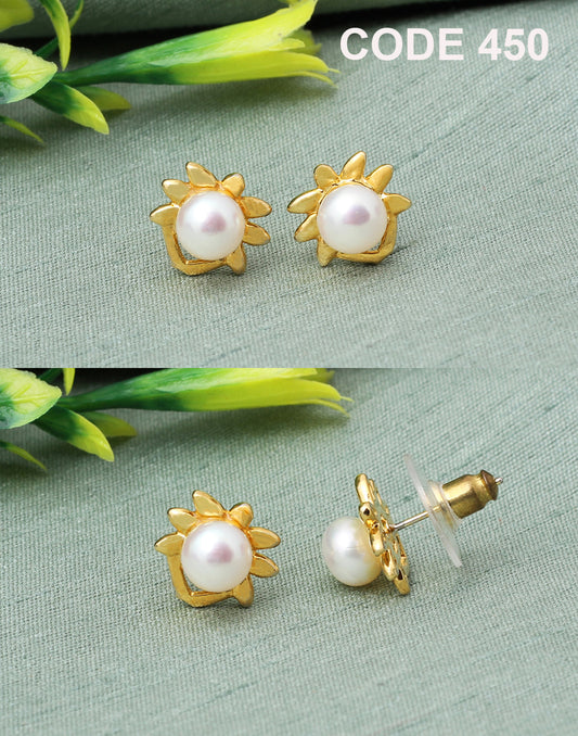 Sun-shaped Pearl Earrings | Freshwater Real Pearls