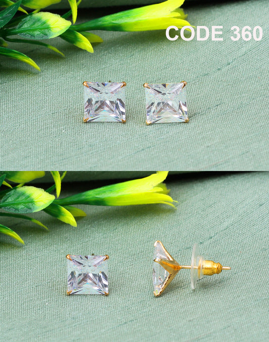 Rectangle Crystal Stud Earrings | CZ Diamonds