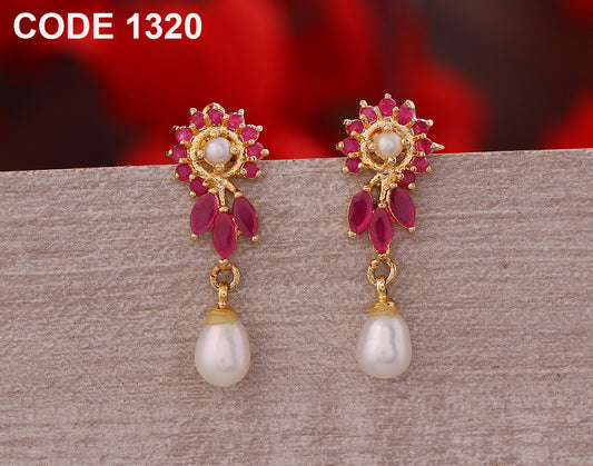 Hot Pink Floral Drop Earrings | Freshwater Real Pearls