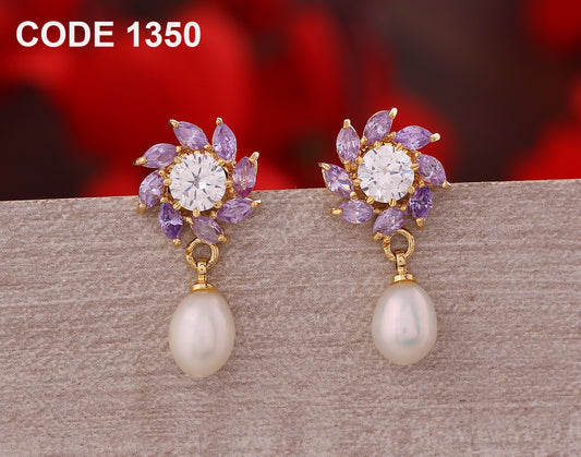 Floral Drop Earrings | Freshwater Real Pearls | Available in 5 Colours