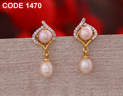 Rose Pink Drop Earrings | Freshwater Real Pearls