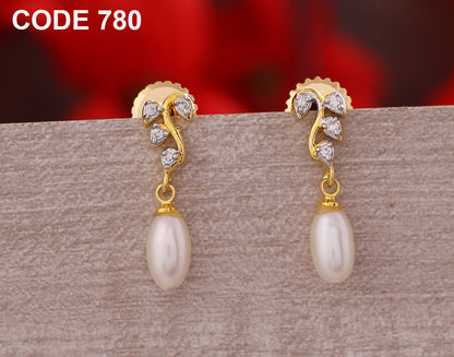 Leaves Drop Earrings | Freshwater Real Pearls