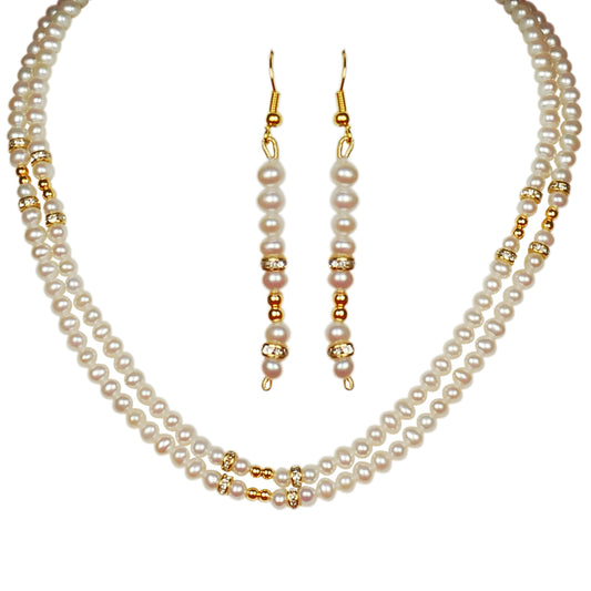 Freshwater Real Pearl Necklace with Long Earrings