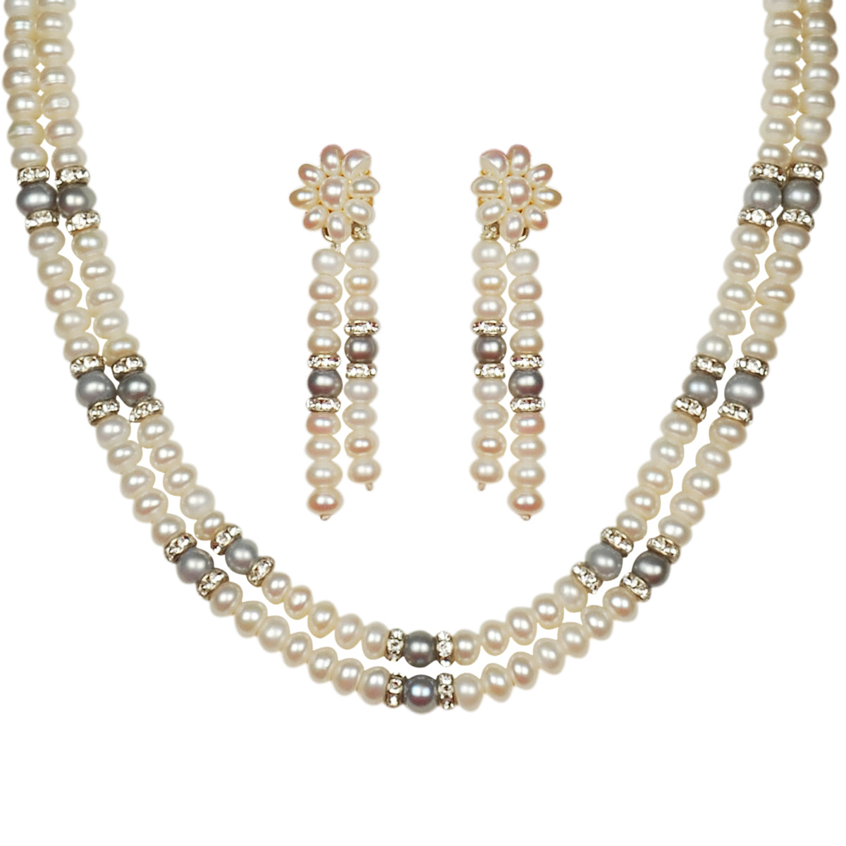 Freshwater Real Pearl Necklace with Long Earrings