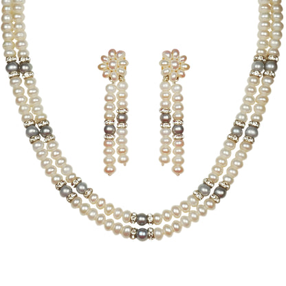 Freshwater Real Pearl Necklace with Long Earrings