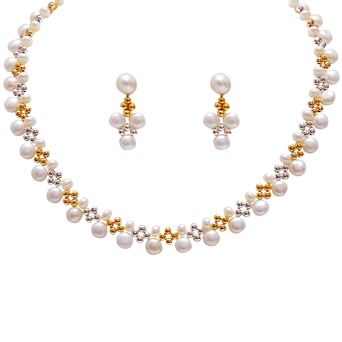 Designer Freshwater Real Pearl Necklace with Earrings