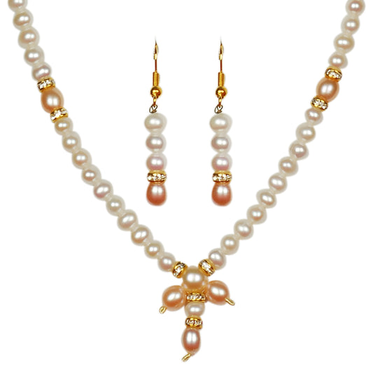 Freshwater Real Pearl Necklace with Long Earrings