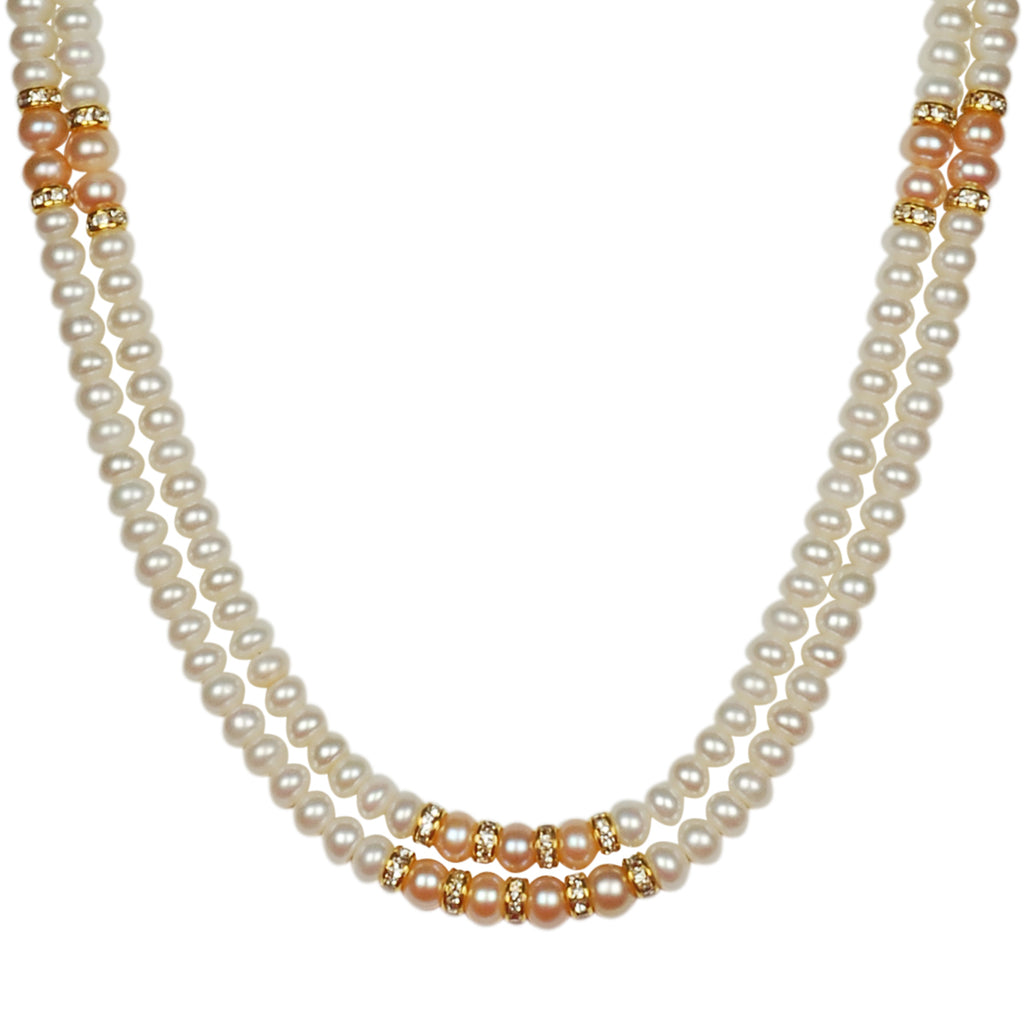 Double Layer Freshwater Real Pearl Necklace with Earrings