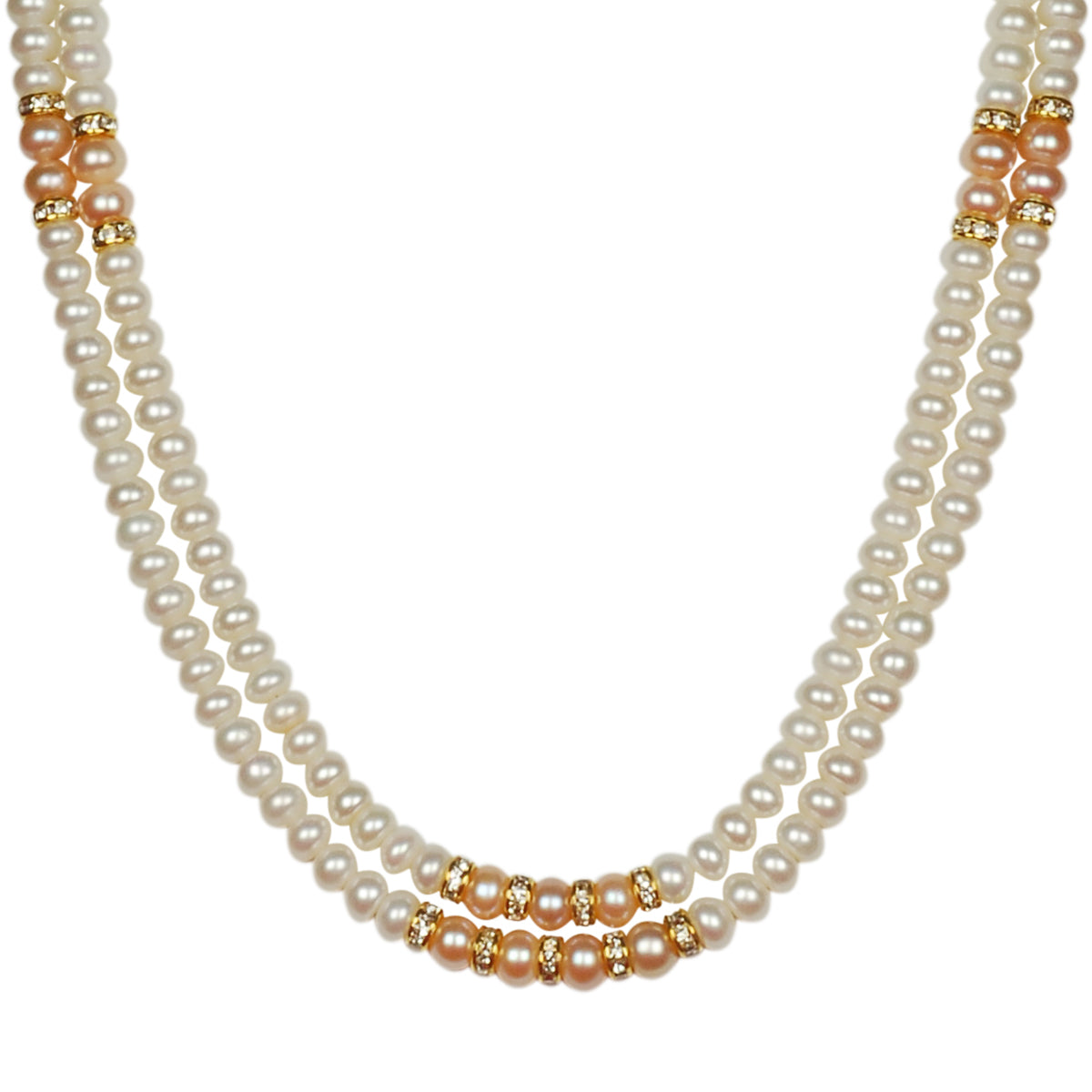 Double Layer Freshwater Real Pearl Necklace with Earrings