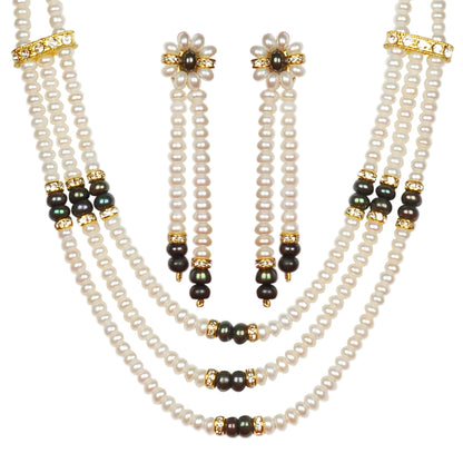 Traditional Triple Layer freshwater Real Pearl Necklace