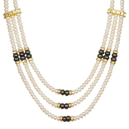 Traditional Triple Layer freshwater Real Pearl Necklace