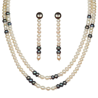 Freshwater Real Pearl Necklace with Long Earrings