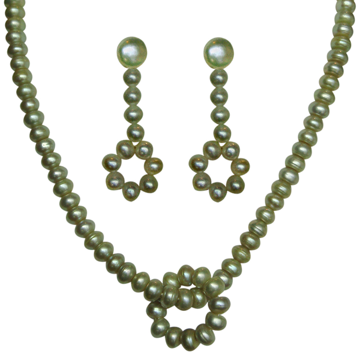 Freshwater Real Pearl Necklace with Long Earrings | Available in 4 Colours