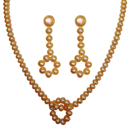 Freshwater Real Pearl Necklace with Long Earrings | Available in 4 Colours