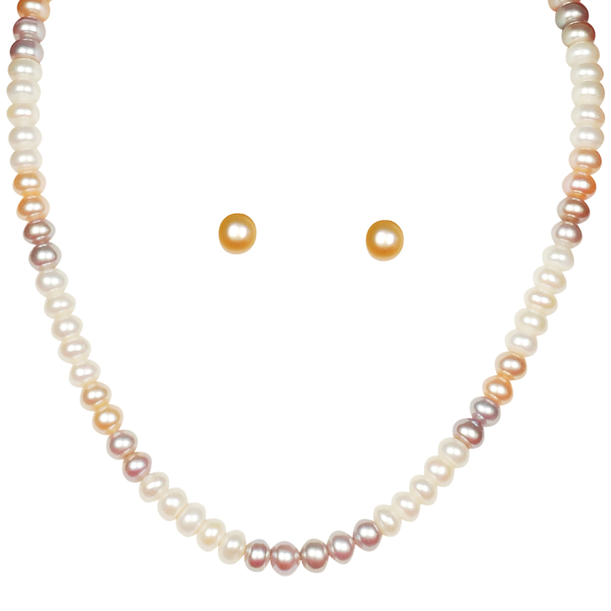 Classic Freshwater Real Pearl Necklace with Stud Earrings