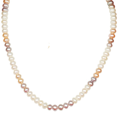 Classic Freshwater Real Pearl Necklace with Stud Earrings