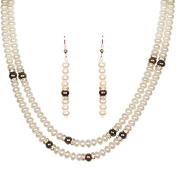 Freshwater Real Pearl Necklace with Long Earrings