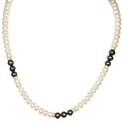 Single Layer Freshwater Real Pearl Necklace with Stud Earrings