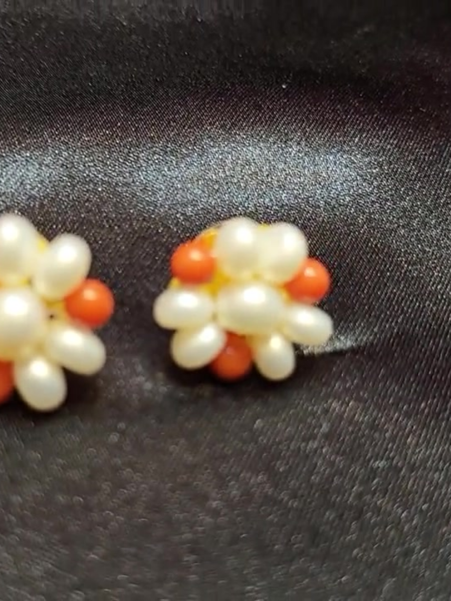 Pearl and Coral Earrings