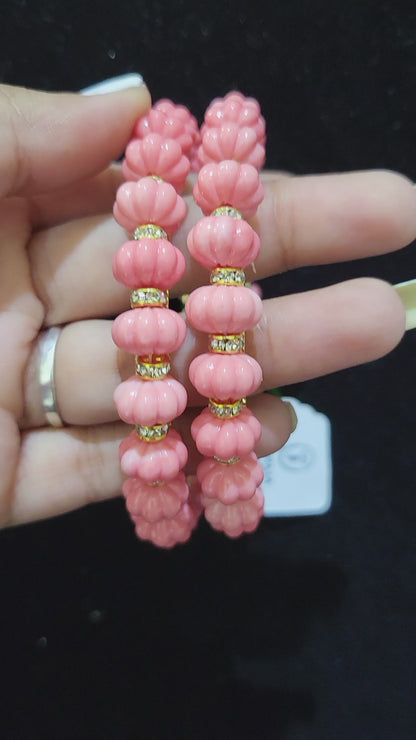 Set of 2 | Pumpkin Coral Beads (Gold Alloy Base) | Sizes 2.2 to 2.10