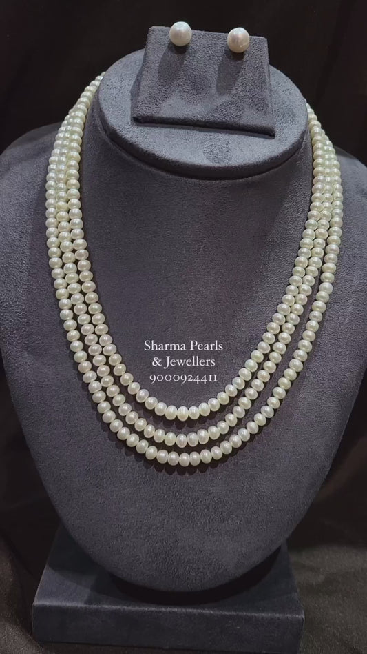 Triple Layer Freshwater Real Pearl Necklace