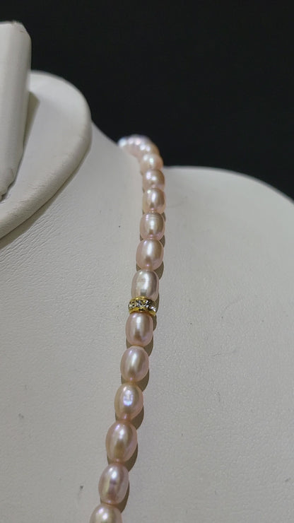 Single Layer Real Pearls Necklace | Peach Oval Pearls