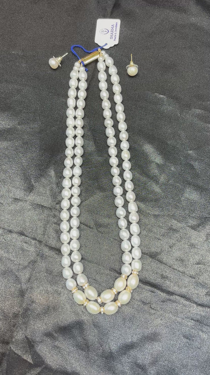 Premium 2 Layer Freshwater Pearl Necklace Set