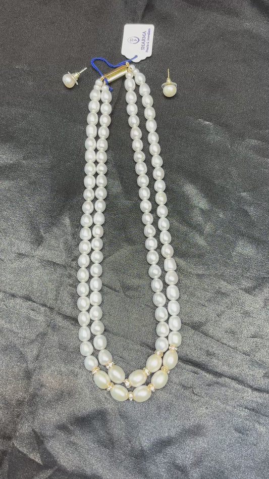 Premium 2 Layer Freshwater Pearl Necklace Set