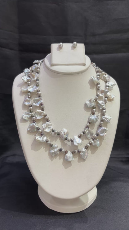 Multi-Layer Baroque Pearl Necklace Set – Code 50067