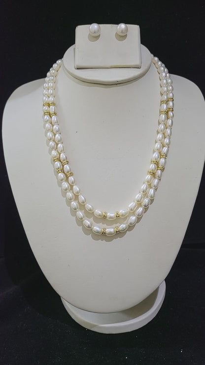 Double Layer Real Pearls Necklace | White Pearls only