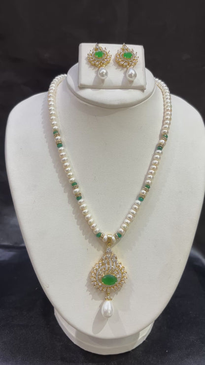 Emerald Green Pearl Pendant Set – Code 50043