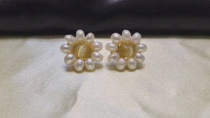 Pearl & Monalisa Flower Earrings