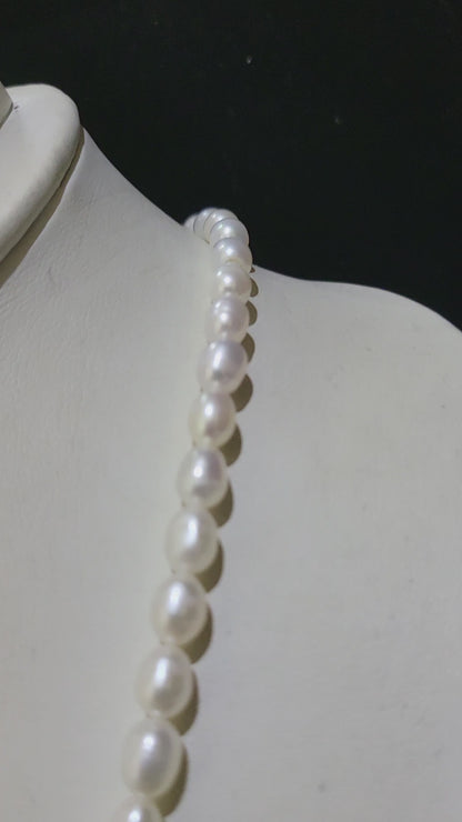 Real Pearls Necklace | White pearls with blue sapphire cut beads