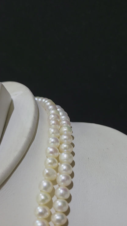 Premium Double Layer Real Pearls Necklace | White pearls only