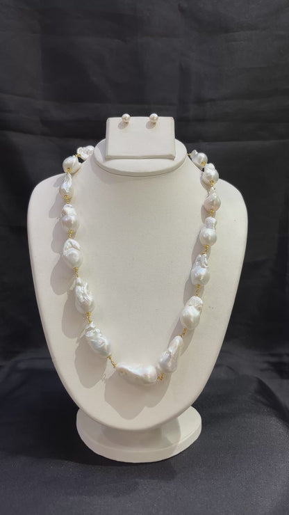 Natural Baroque Pearl Statement Necklace Set – Code 50051