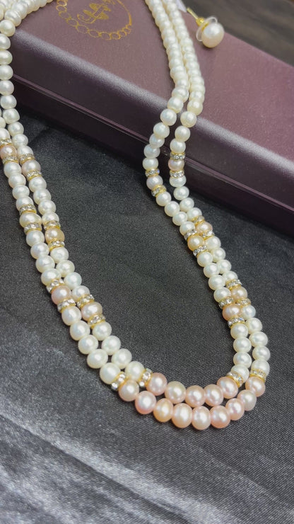 2 Layer Freshwater Rainbow Pearl Necklace Set