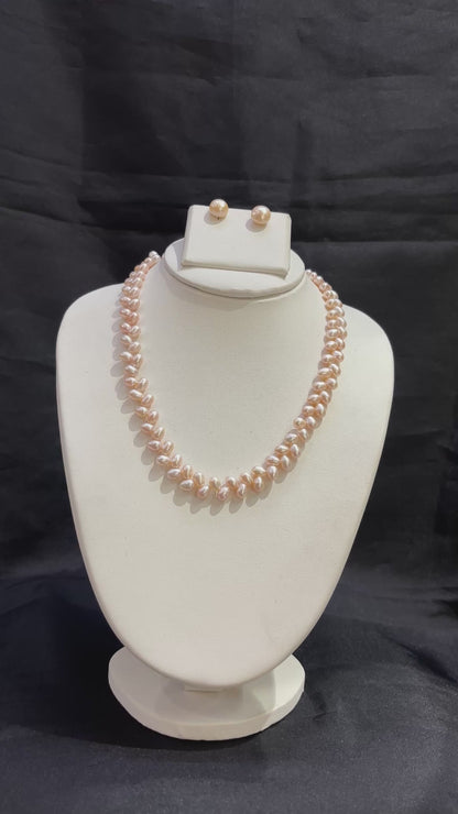 Peach Freshwater Pearl Necklace Set – Code 50062