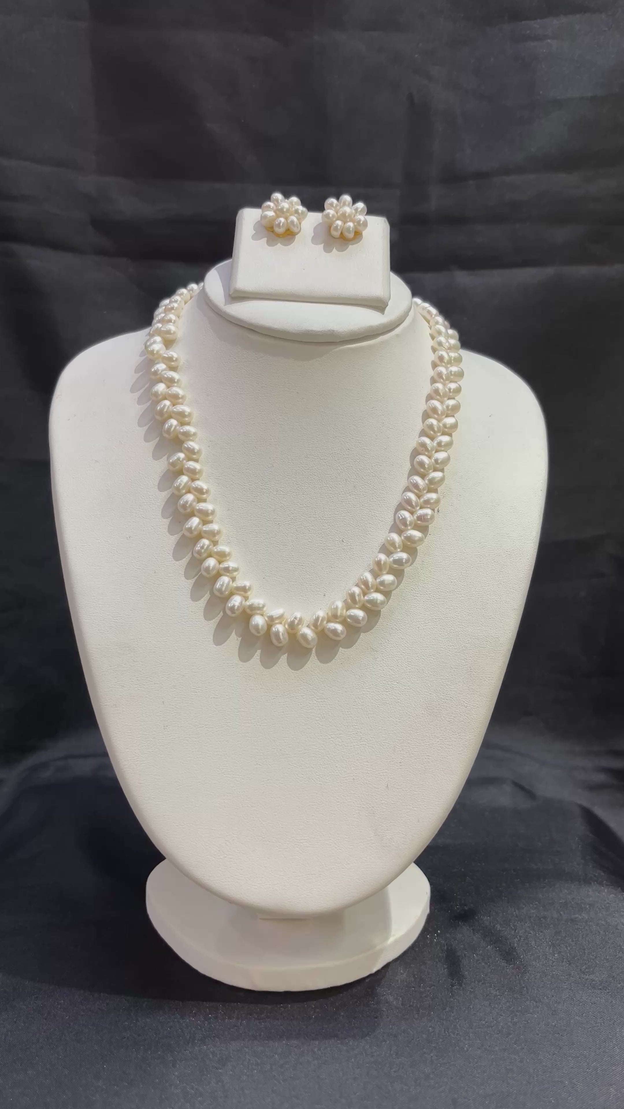 Premium Rice Pearl Double-Line Necklace Set – Code 50056